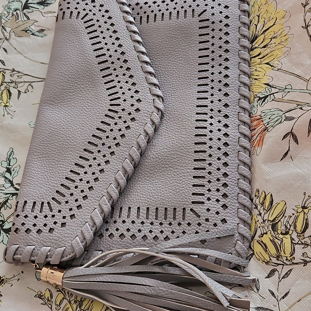 Moda LUXE Gray Clutch With Tassle - Picture 15 of 16